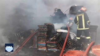 آتش‌سوزی در کارگاه و انبار لوازم‌التحریر در قم