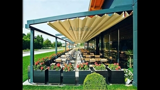 حقانی 09380039391-سایبان برقی کافه رستوران- فروش سقف برقی باغ رستوران