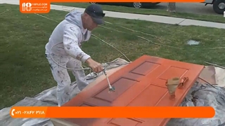 آموزش رنگ آمیزی ساختمان - نحوه رنگ آمیزی درب چوبی با پیستوله بدون هوا