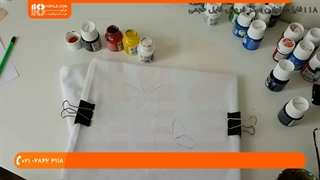 نقاشی روی پارچه - طرح پروانه و ببر روی تیشرت