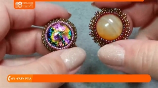 آموزش جواهر دوزی _ نحوه دوخت منجق دور سنگ مرمری