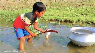 شکار شاه ماهی توسط پسر بچه