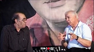 چنگیز جلیلوند، دوبلور فقید، با ایرج؛ خواننده سرشناس، گپ میزند