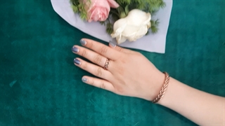 ست دستبند و انگشتر مسی طرح بافت قابل تنظیم