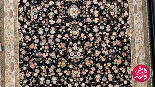 فرش ماشینی ۱۲۰۰شانه زمینه ذغالی