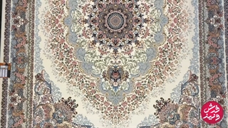 فرش ماشینی ۱۲۰۰شانه زمینه کرم