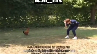 کل کل جونگ کوک با مرغ